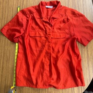 Vintage 90s Laura & Jayne Safari Top | Orange | Cargo Pockets | Tagged 12/L
